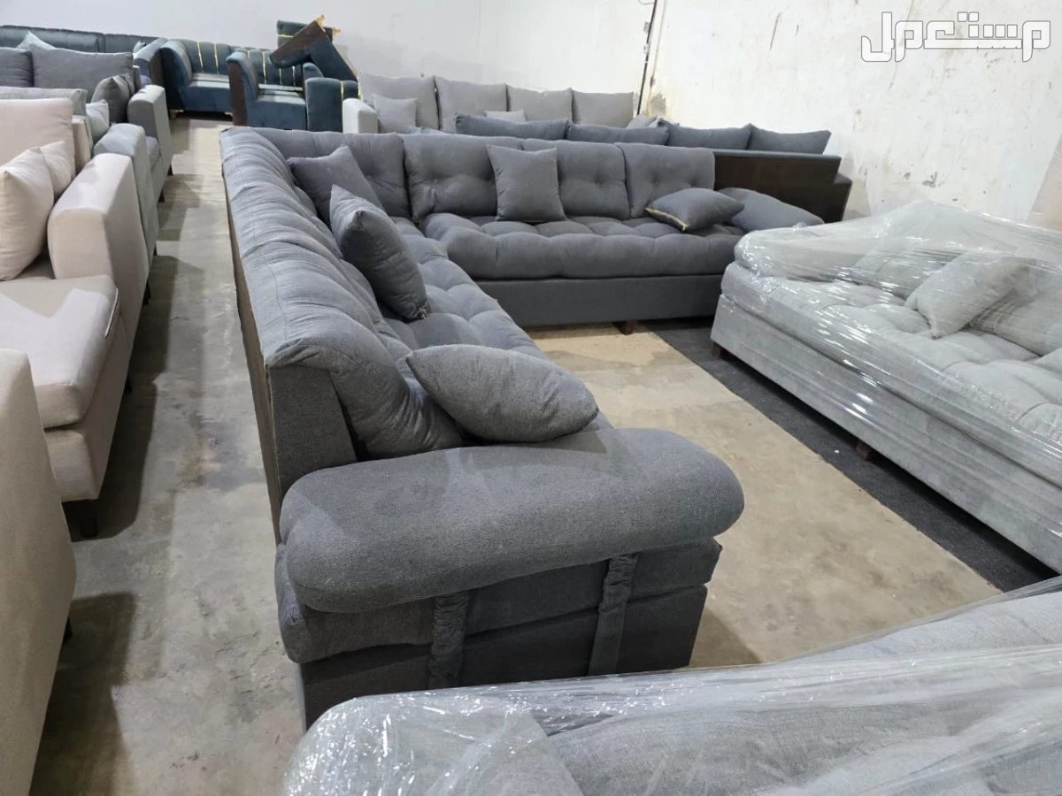 كنب جديد جاهز جميع الالوان بالرياض اطقم حرف ال و7اشخاص مع التوصيل بالرياض 0503414722
