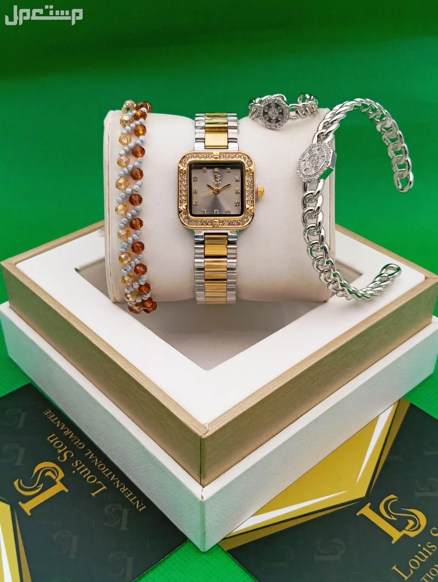 *جديد* طقم نسائي🎁 ساعه  ماركه لويسستون  سواره كرستال& سواره وخاتم  وعلبه   وكيس  وكرت الضمان  ضمان صيانه لمده سنه مويه بطاريه السعر 150 ريال