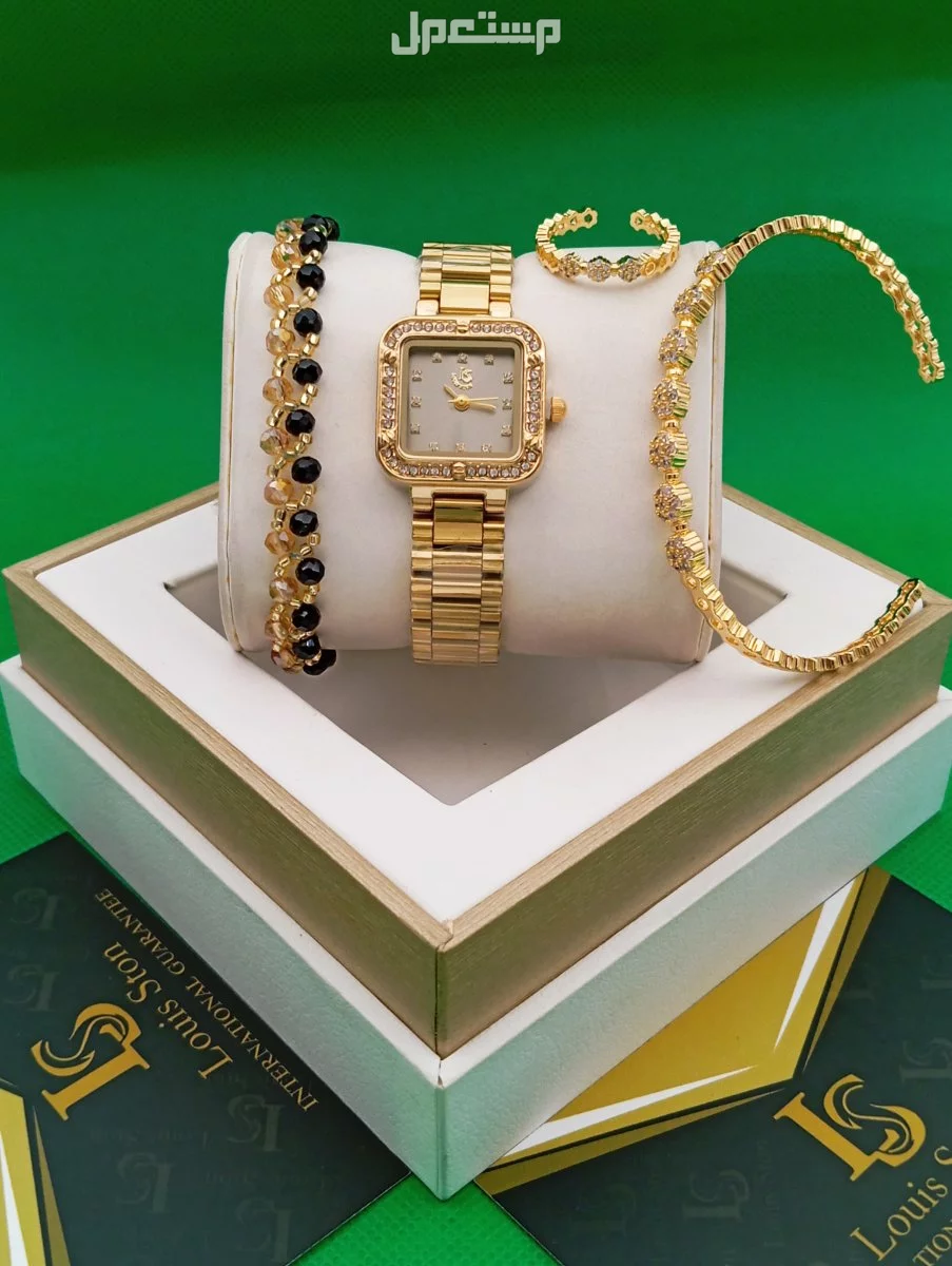 *جديد* طقم نسائي🎁 ساعه  ماركه لويسستون  سواره كرستال& سواره وخاتم  وعلبه   وكيس  وكرت الضمان  ضمان صيانه لمده سنه مويه بطاريه السعر 150 ريال