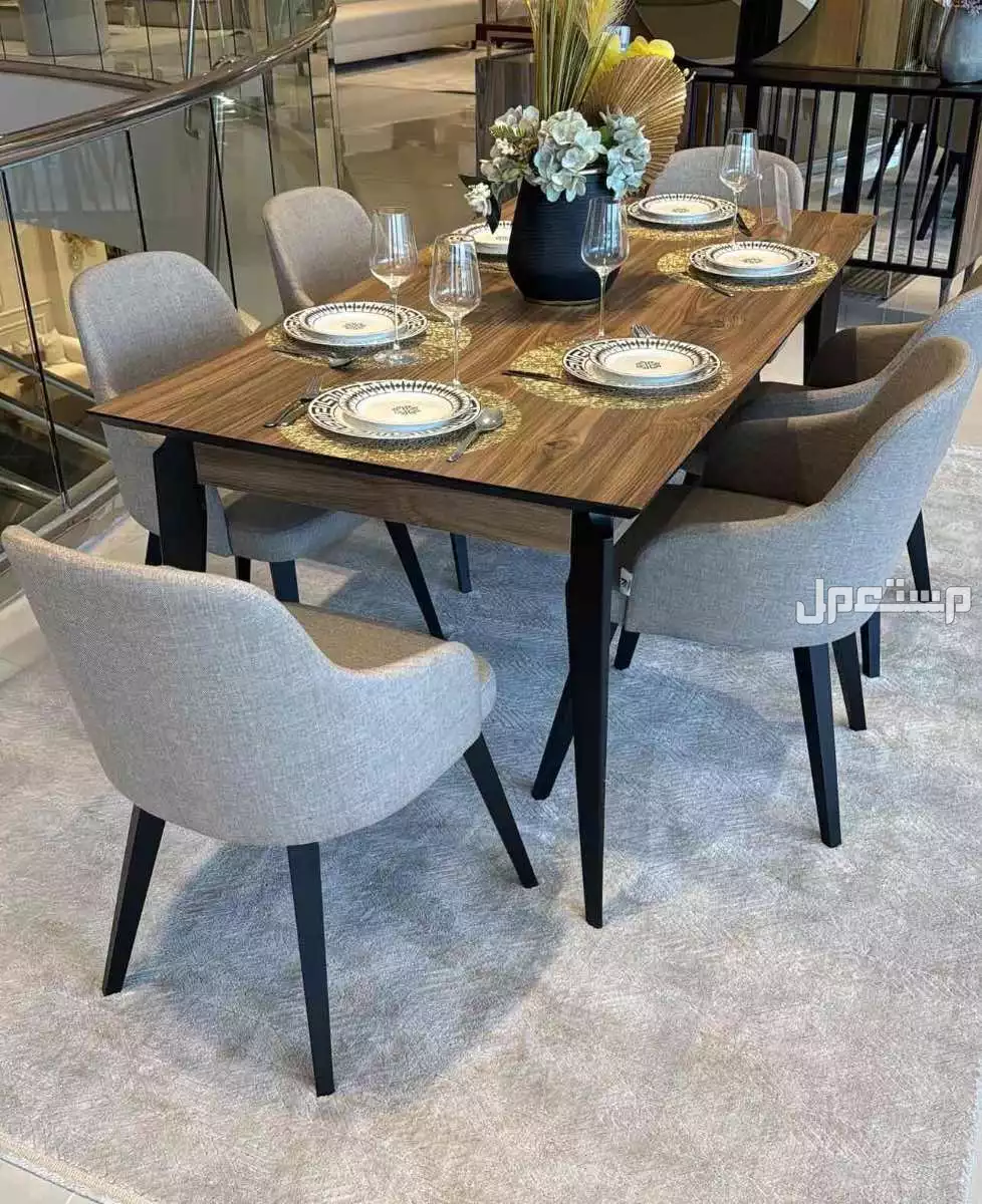 طاولة طعام مقاس 180 سم + 6 كراسي