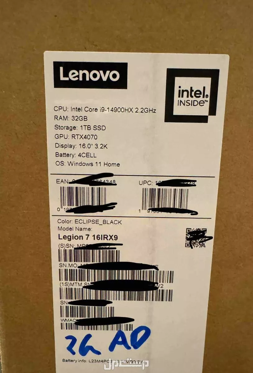 للبيع لاب توب قيمنق لينوفو ليجيون 7 - Lenovo Legion 7 ماركة لينوفو في الرياض بسعر 7500 ريال سعودي