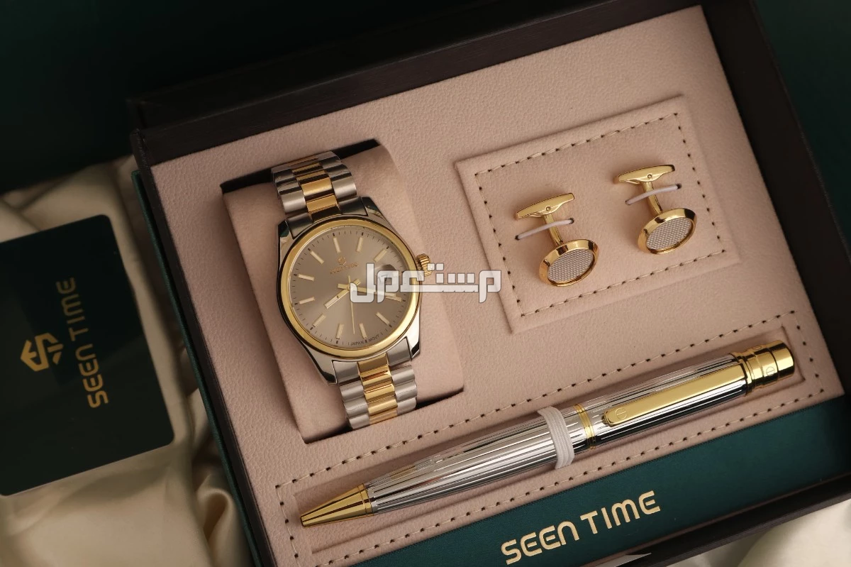 ساعة رولكس رجالي مع قلم وكبك مع ضمان سنتين