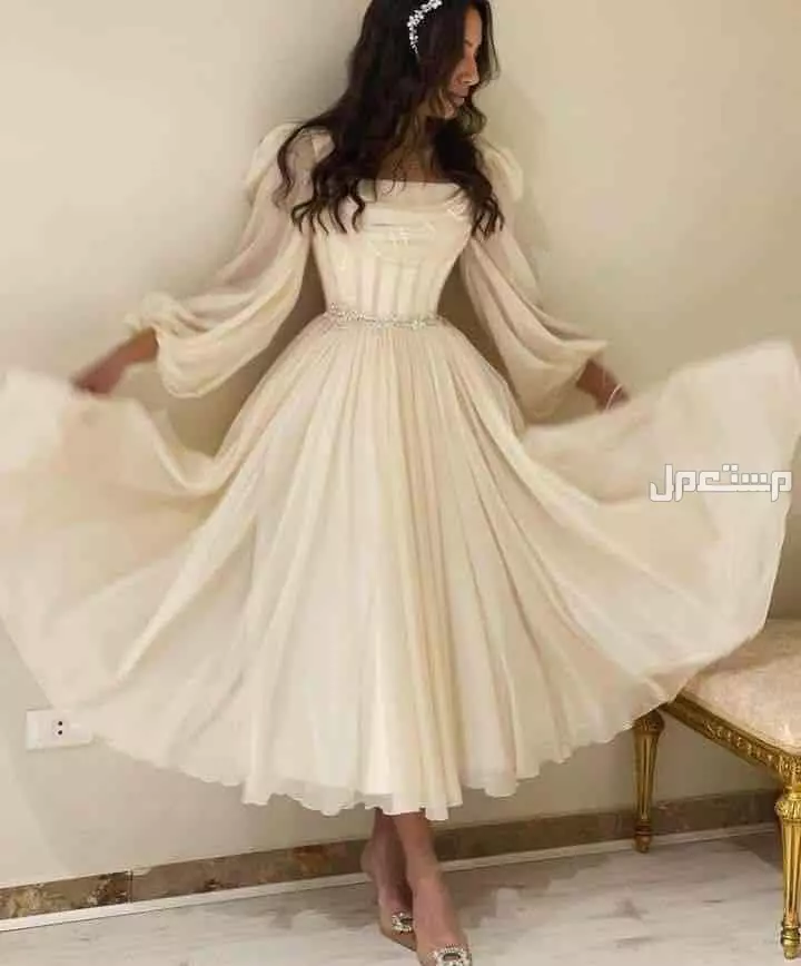 فستان بيج مع خرز لؤلؤ كولكشن 2024