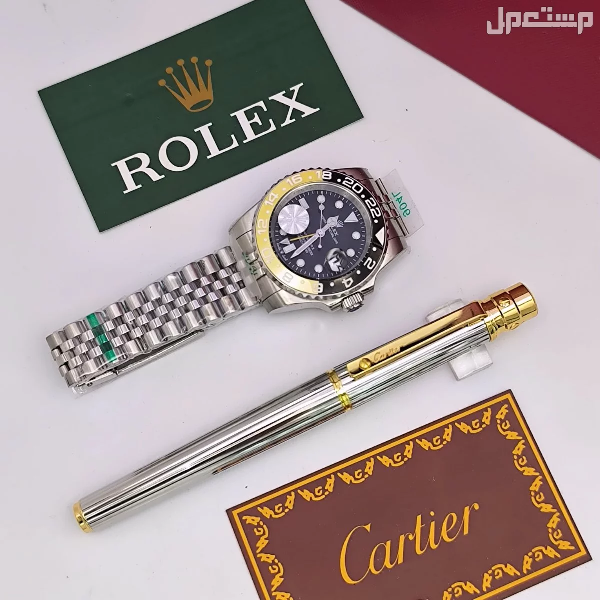 ساعات ____رجالي..   رولكس.. درجه اولى.  مع قلم كارتير درجة اولى مع جميع ملحقات الماركه.. *السعر 300ريال*..