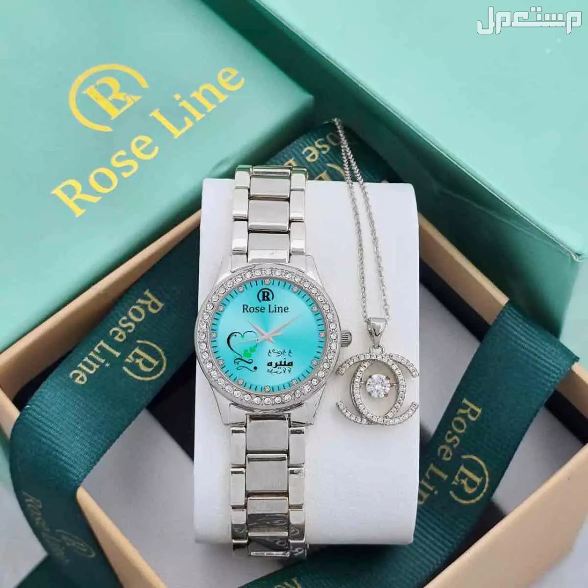 ساعات نسائي روز لاين مع سلسال فصوص