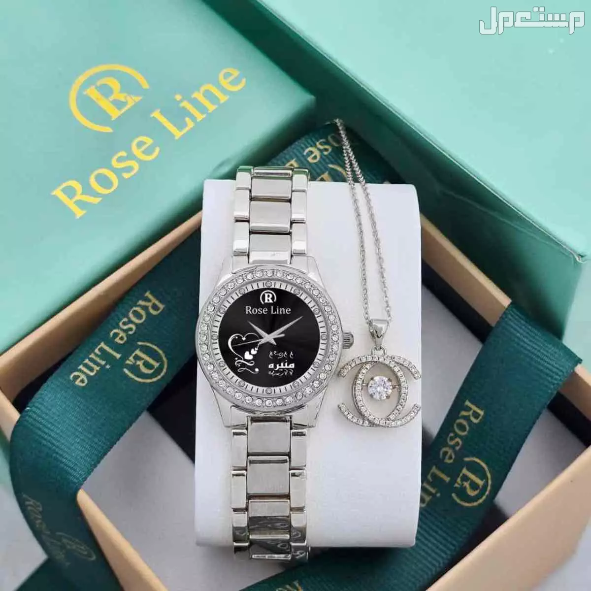 ساعات نسائي روز لاين مع سلسال فصوص
