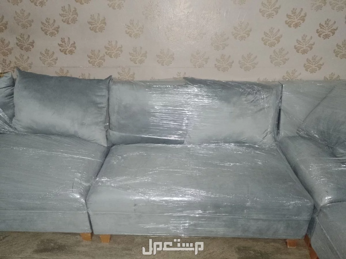 كنب جديد 8قطع على شكل يو اللون رمادي  في الرياض السوم يبدا من