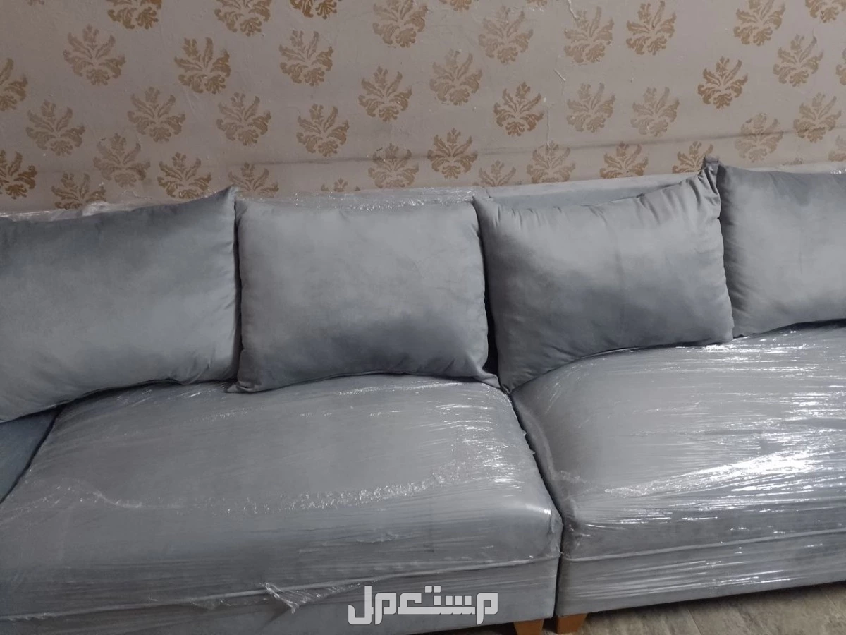 كنب جديد 8قطع على شكل يو اللون رمادي  في الرياض السوم يبدا من