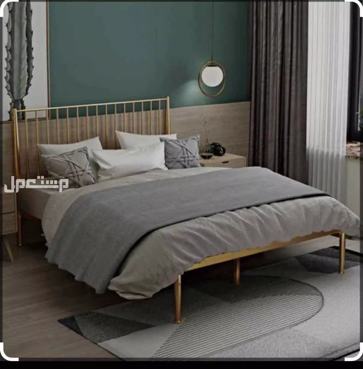 سريرحديد نفر ونص  للبيع  الموقع الراقي سرير نفر ونص ذهبي مستعمل مده قصيره نظيف وجديد مع الطراحه