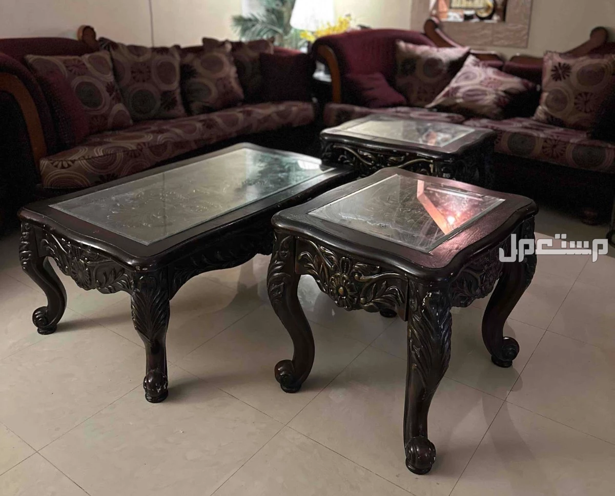 طقم 3 طاولات ضيافه خشب للبيع على السوم