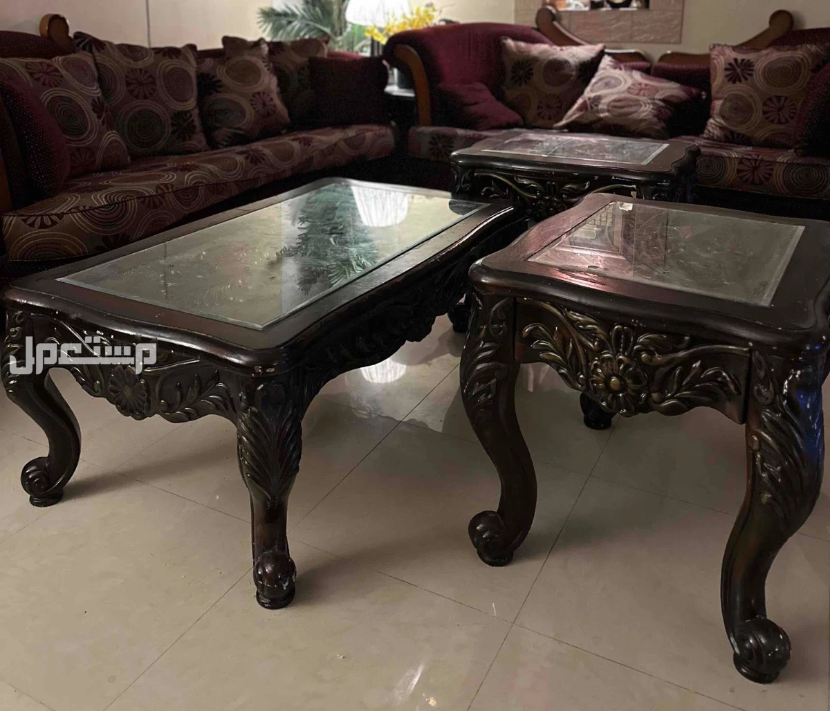 طقم 3 طاولات ضيافه خشب للبيع على السوم