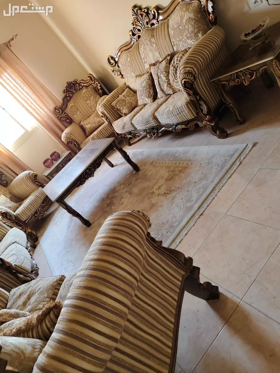 طقم كنب تركي كلاسيكي ..بقماش الجاكار وخشب الزلم