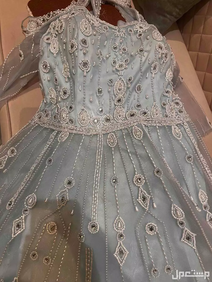فستان  سهره 800 الون سماوي فخامه الفستان جميل