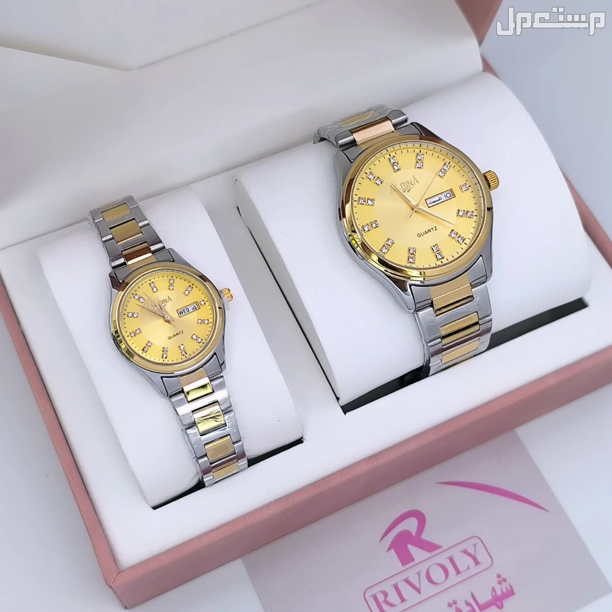 *جديدنا أطقم زوجية كابلز🌹* *ساعه رجالي استيل*   *ساعه نسائي استيل*    *كيس وعلبه وكرت*  *ضمان سنه مويه مكينة بطاريه*  *السعر  150ريال*