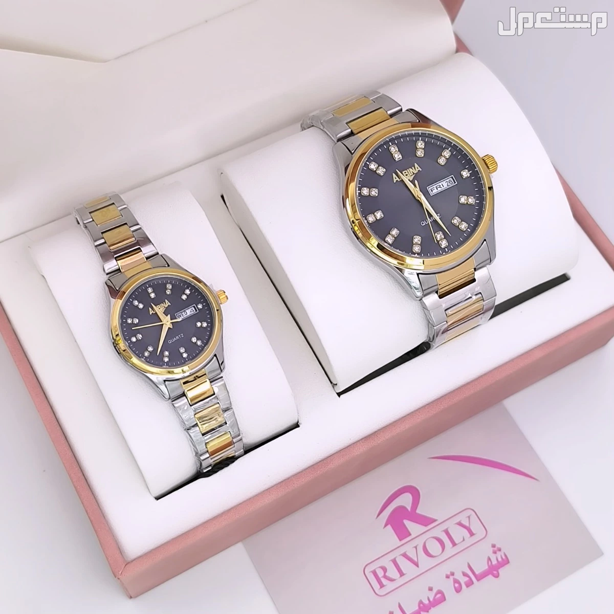 *جديدنا أطقم زوجية كابلز🌹* *ساعه رجالي استيل*   *ساعه نسائي استيل*    *كيس وعلبه وكرت*  *ضمان سنه مويه مكينة بطاريه*  *السعر  150ريال*
