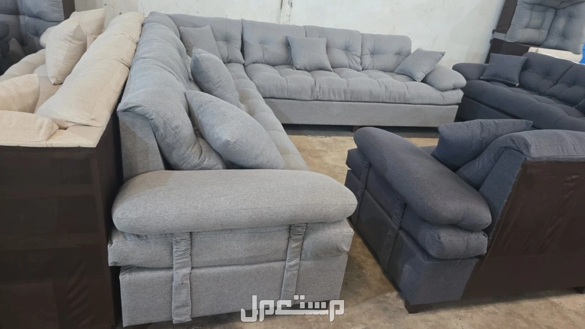 كنب جديد جاهز جميع الألوان بالرياض اطقم حرف ال واطقم 7اشخاص مع التوصيل بالرياض