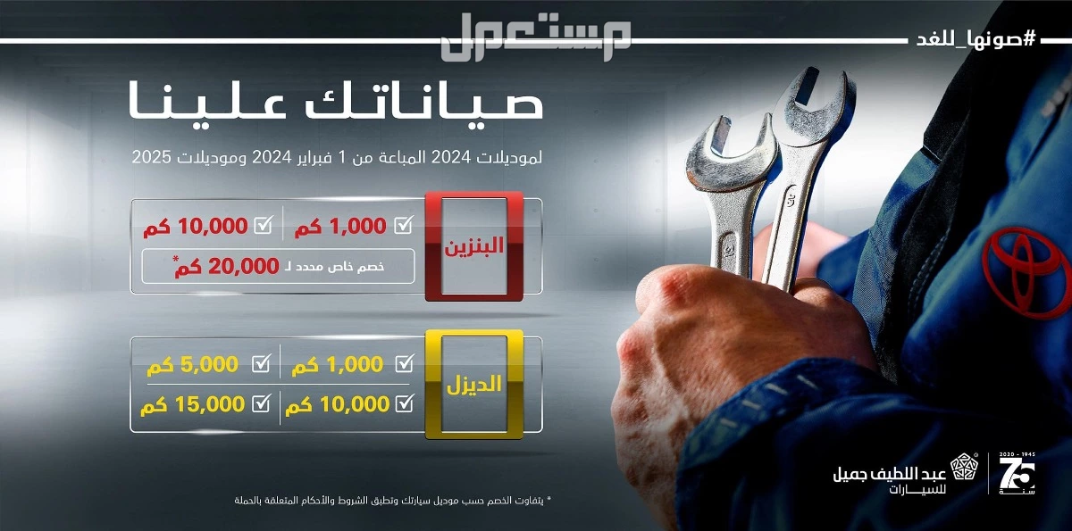 جدول صيانة تويوتا فورتشنر 2025 وكيفية شراء قطع غيار أصلية بالأسعار صيانة عبداللطيف جميل تويوتا فورتشنر
