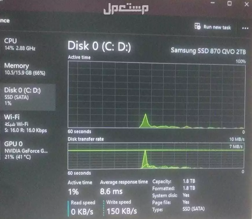للبيع كمبيوتر من شركة Hp معالجه I7