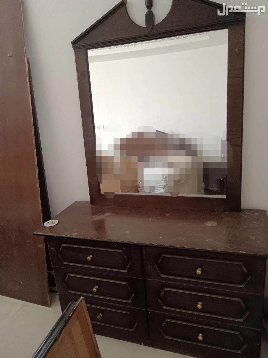غرفة نوم خشب طبيعي مترين في مترين ومراتب طبية