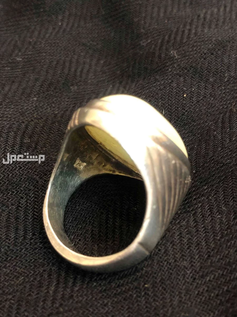 خاتم رجالي فضة بحجر فسفوري مضيء