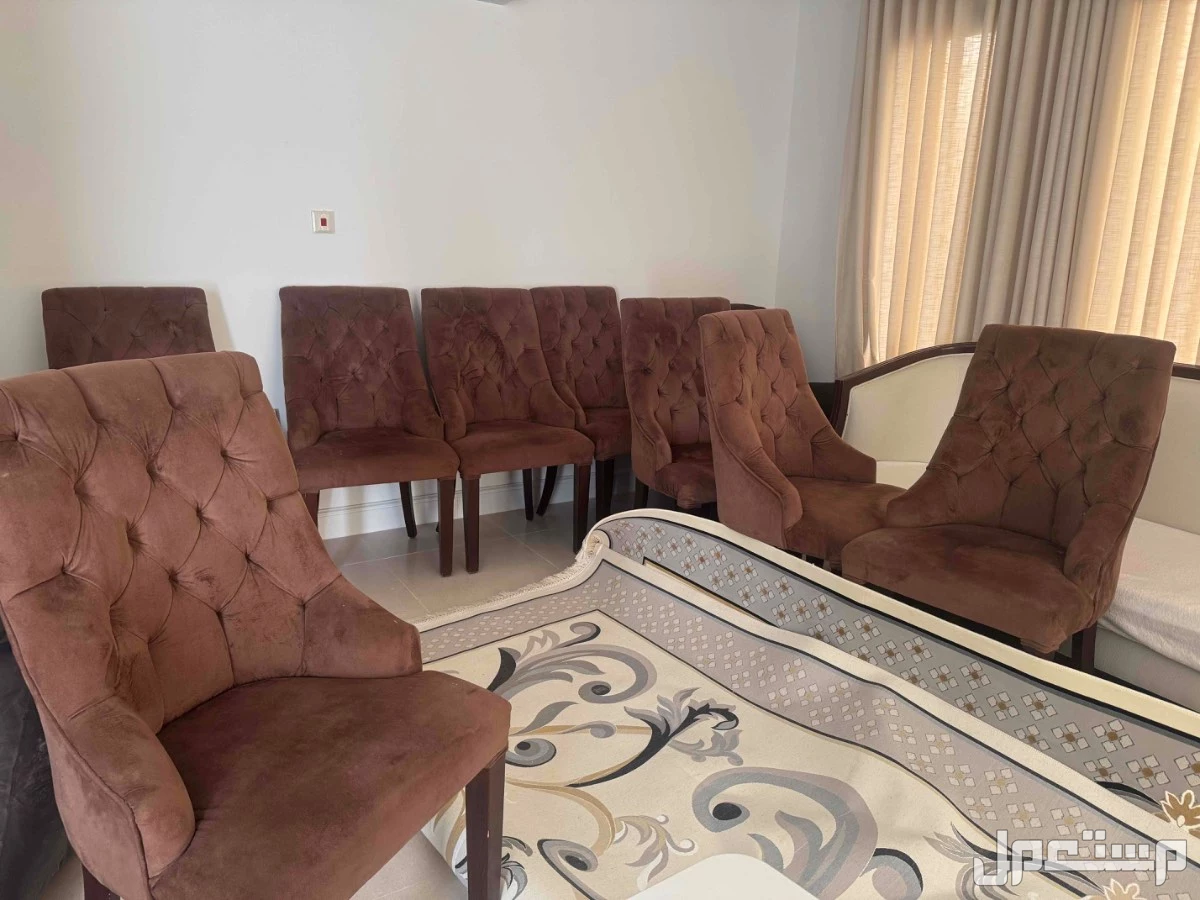 8 كراسي طاولة طعام نظيفه لون بني 8 كراسي طاولة طعام استخدام نظيف وعلى السوم
