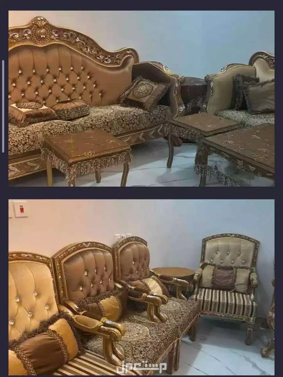 كنب للبيع بني خشب اصلي ملكي  في احد المسارحة بسعر 10 آلاف ريال سعودي