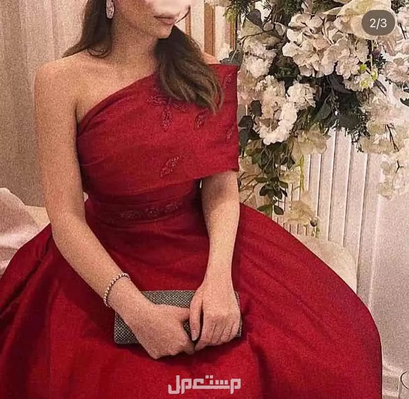 فستان سهره احمر شبه جديد ب150ريال