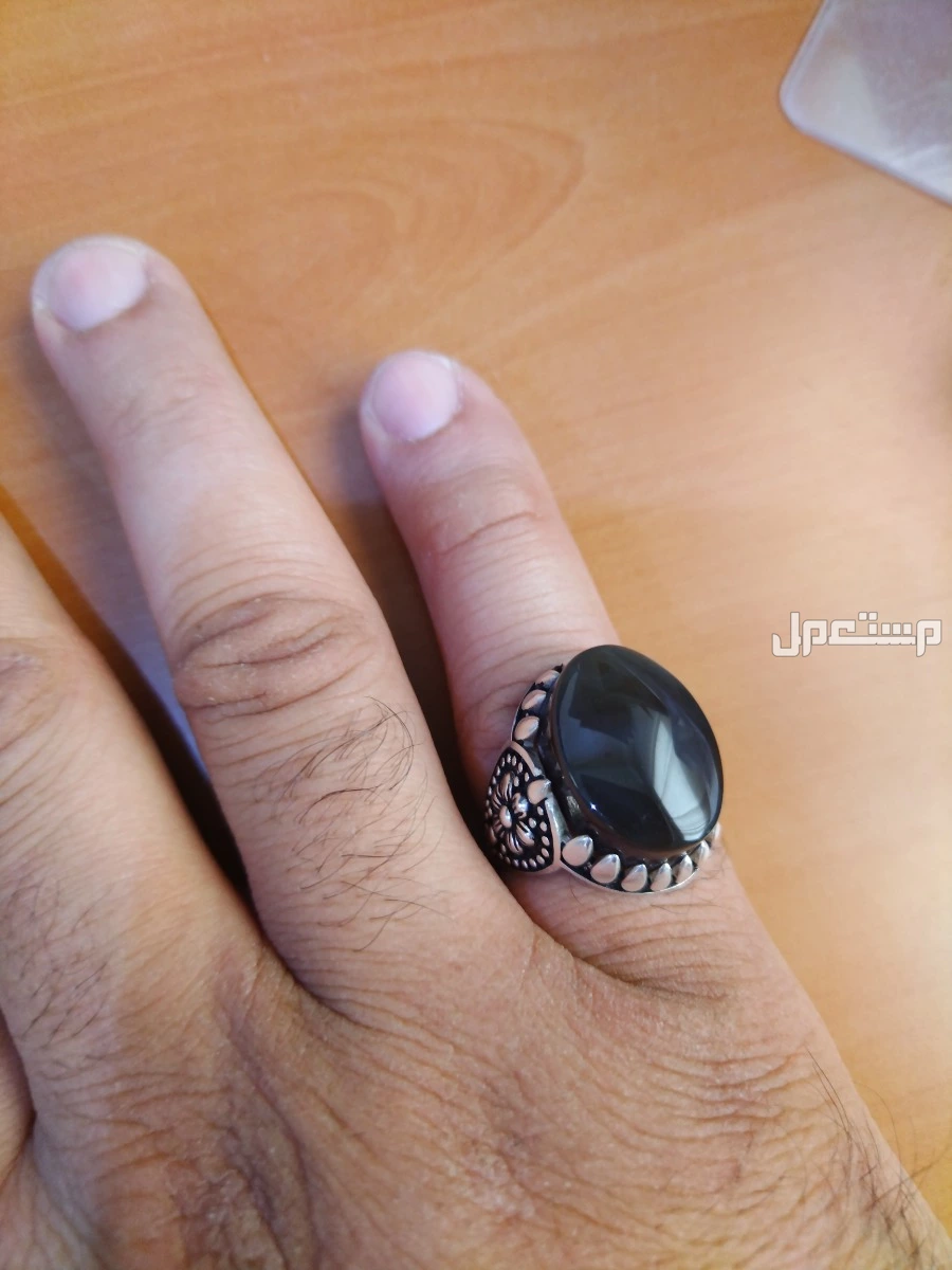 خاتم فضة عيار 925 بحجر عقيق دخاني يماني