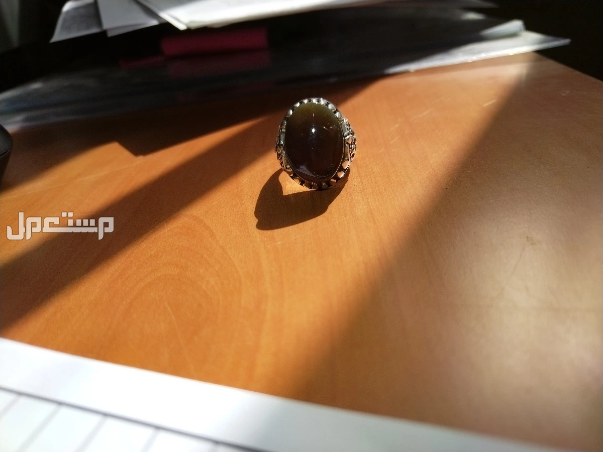 خاتم فضة عيار 925 بحجر عقيق دخاني يماني