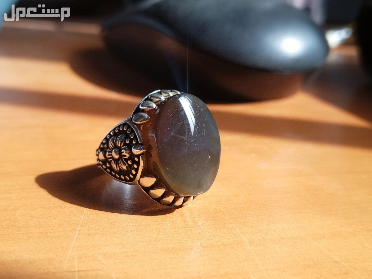 خاتم فضة عيار 925 بحجر عقيق دخاني يماني
