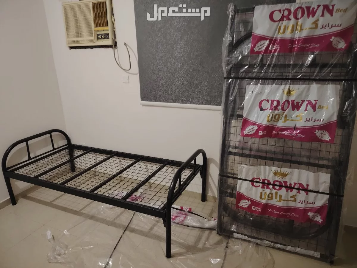 سرير حديد مرتبه مخده لحاف دولاب  تجهيز سكن عمال