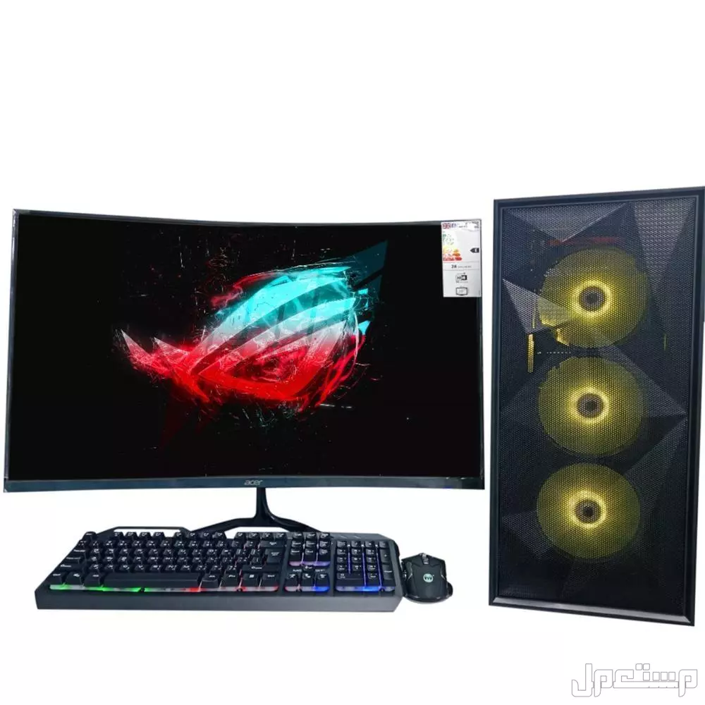 تجميعه بي سي احترافية RTX 3050 معالج i5-12400 جديد مع شاشة قيمينق منحنية 31.5 بوصة +كيبورد + ماوس تجميعه بي سي احترافية RTX 3050 معالج i5-12400 جديد مع شاشة قيمينق منحنية 31.5 بو