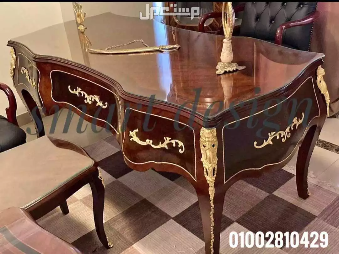 مكتب إداري/مكتب مدير خشب زان احمر مطعم بالنحاس/وزاري/فرنساوي/روماني/بايوه من سمارت ديزاين