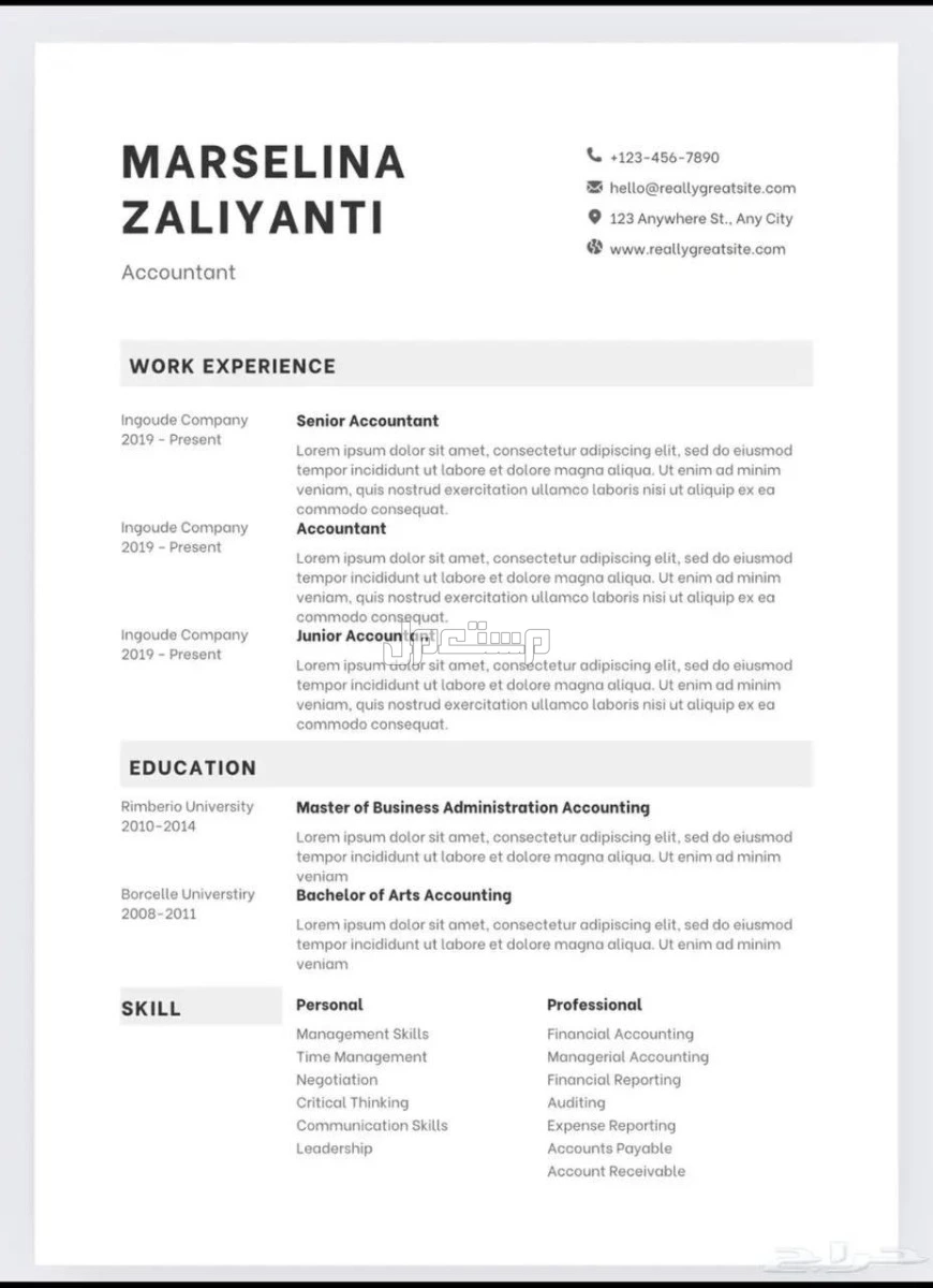مصمم سيرة ذاتية احترافية CV موافقة لنظام ال ATS