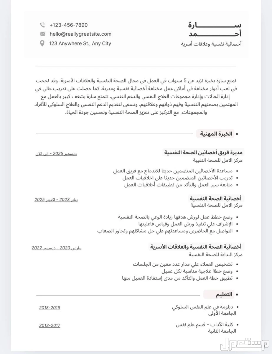 مصمم سيرة ذاتية احترافية CV موافقة لنظام ال ATS