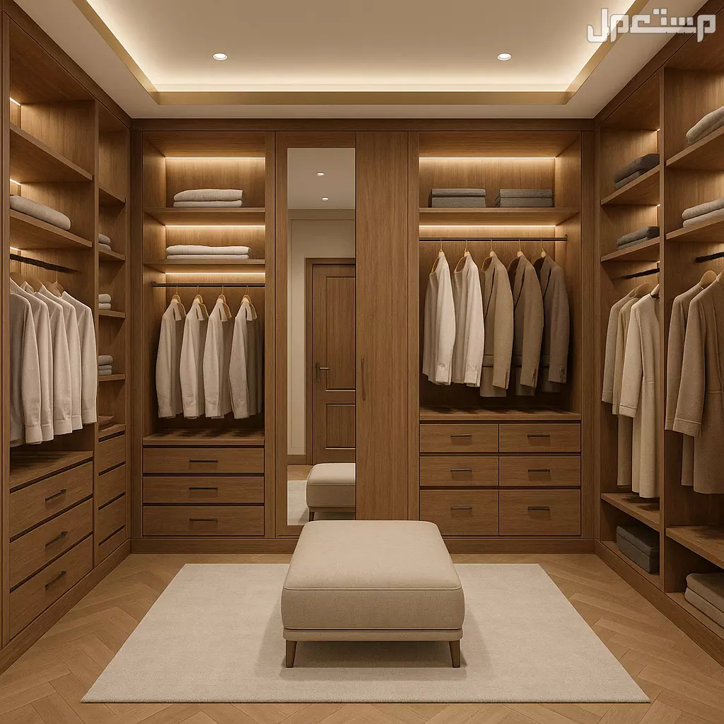 تفصيل خزائن ملابس 6 درف مودرن بجدة | تصميم 3D وضمان 10 سنوات