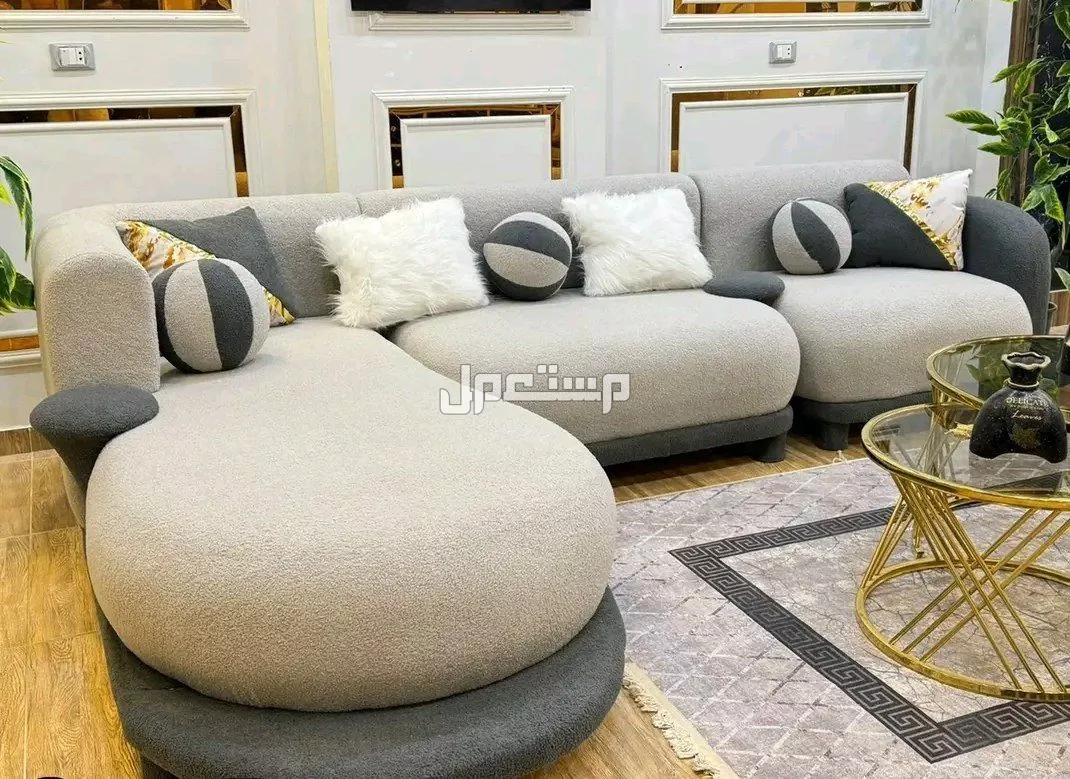 الركن  التريندي 👑   خشب زان احمر  سفنجات38  قماش كتان   بوف كبير في حي العجوزة