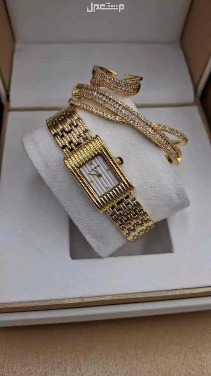 ساعات بشرون نسائي مع سوارة وخاتم زركون