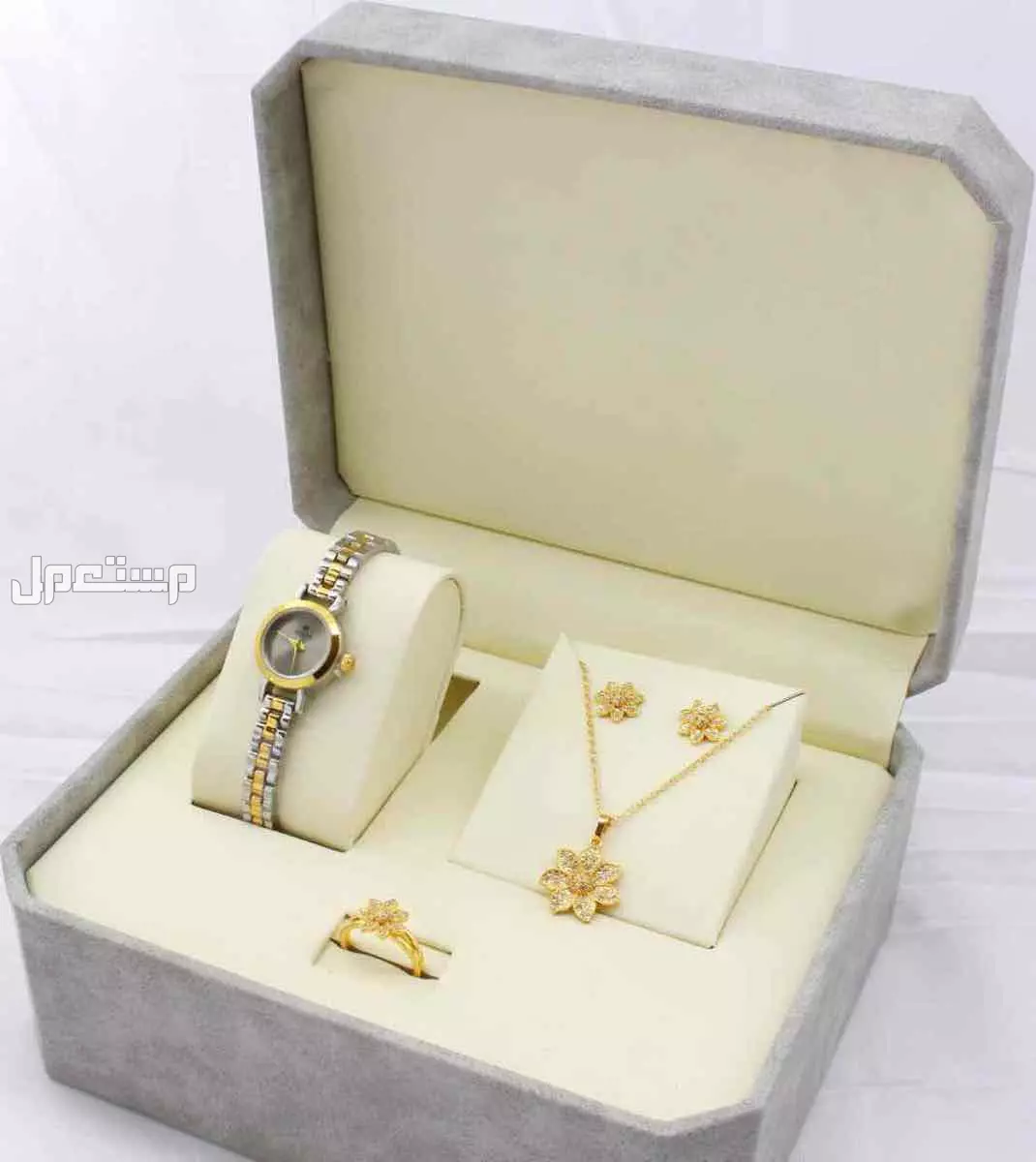 اطقم ساعات ستيل نسائي مع اكسسوار زركون