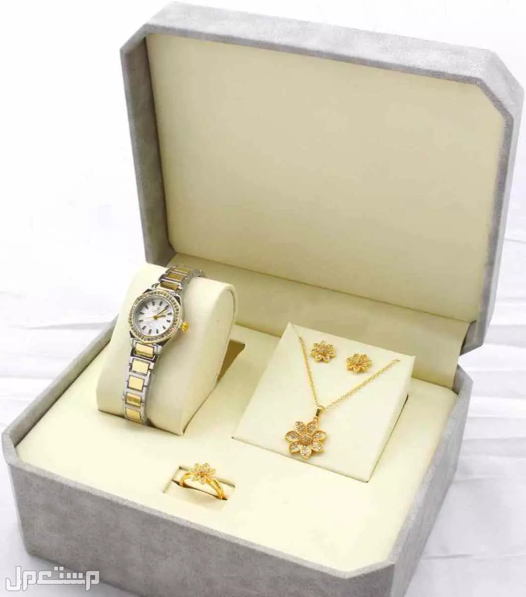 اطقم ساعات ستيل نسائي مع اكسسوار زركون