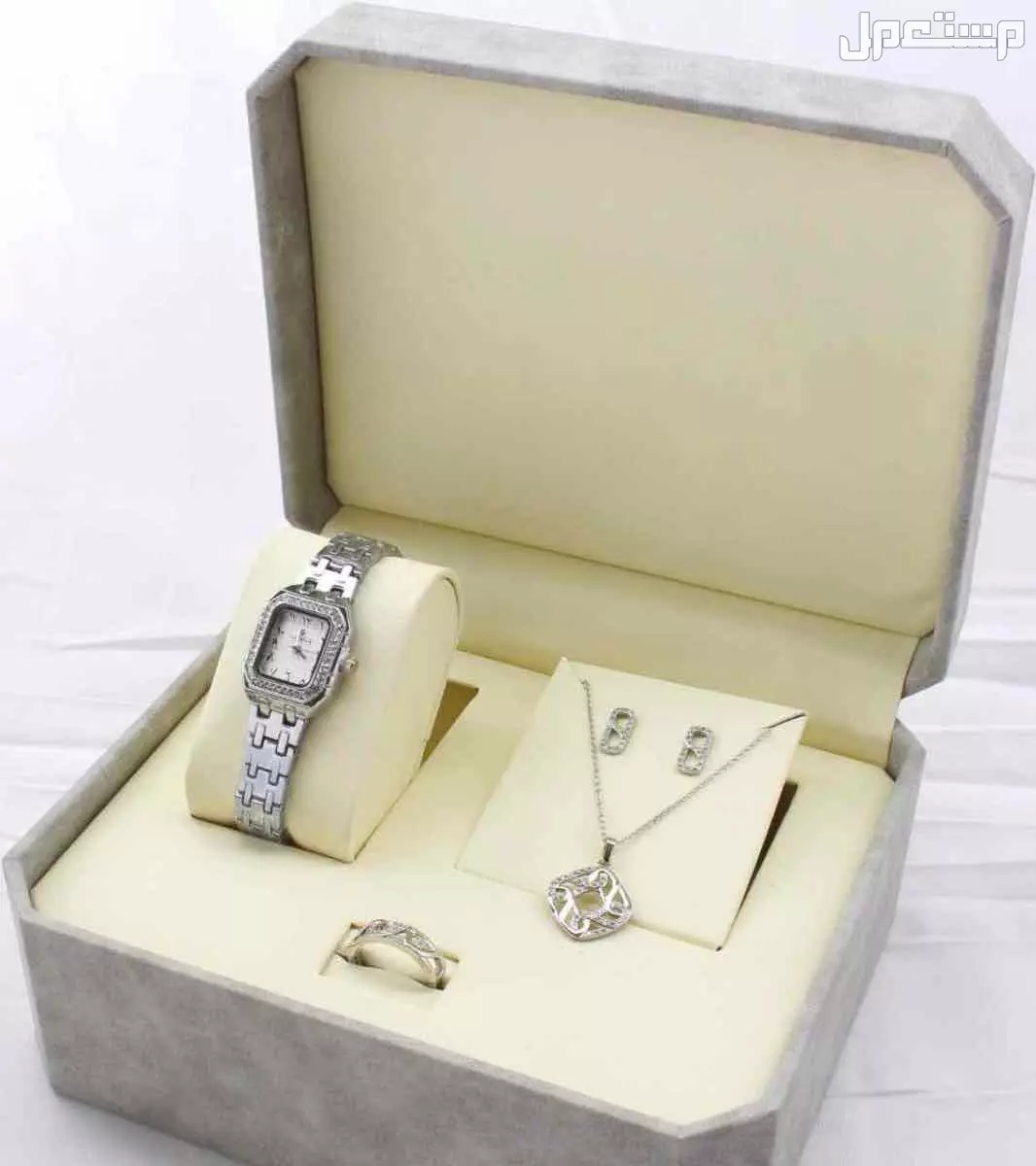 اطقم ساعات ستيل نسائي مع اكسسوار زركون