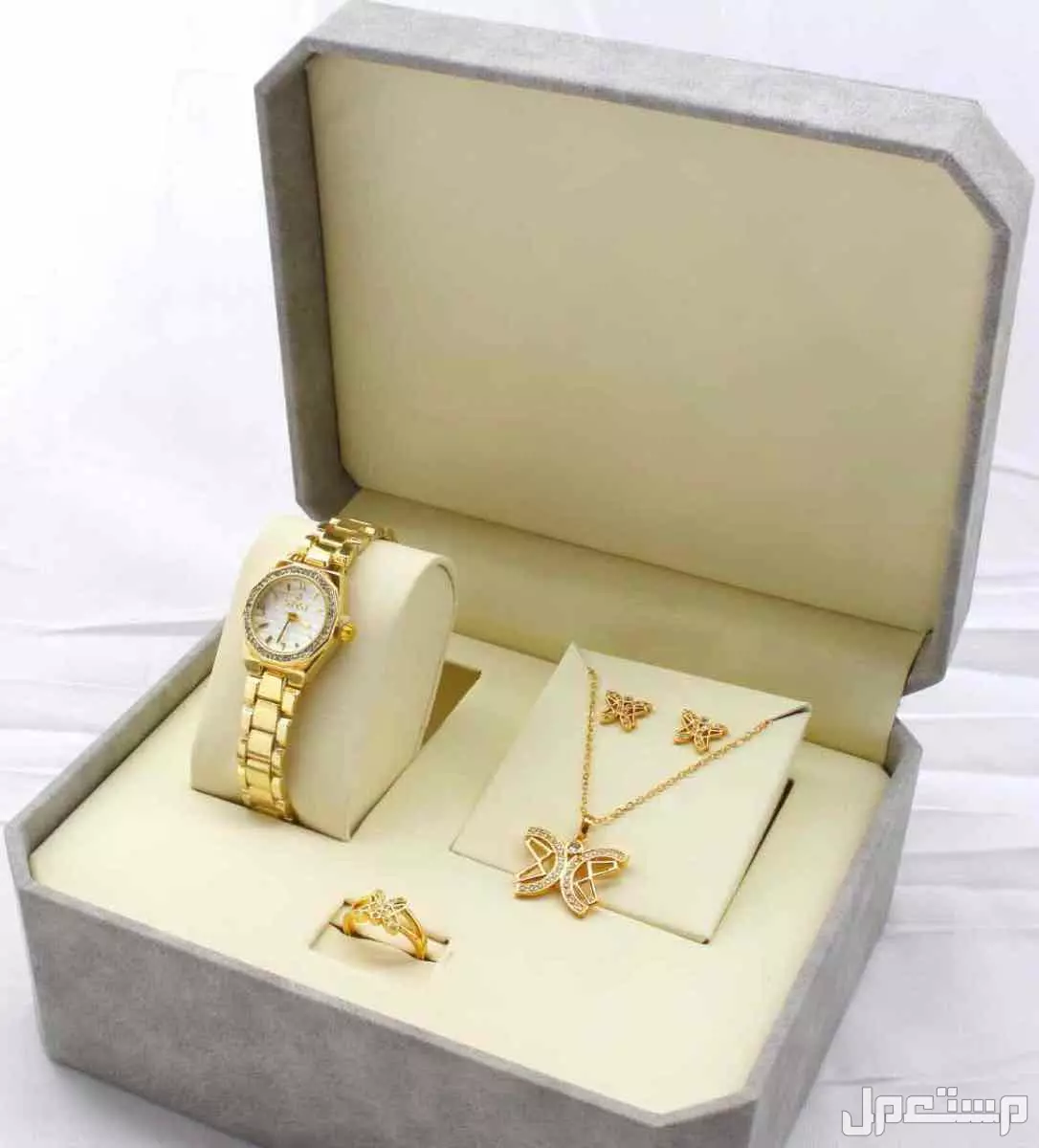 اطقم ساعات ستيل نسائي مع اكسسوار زركون