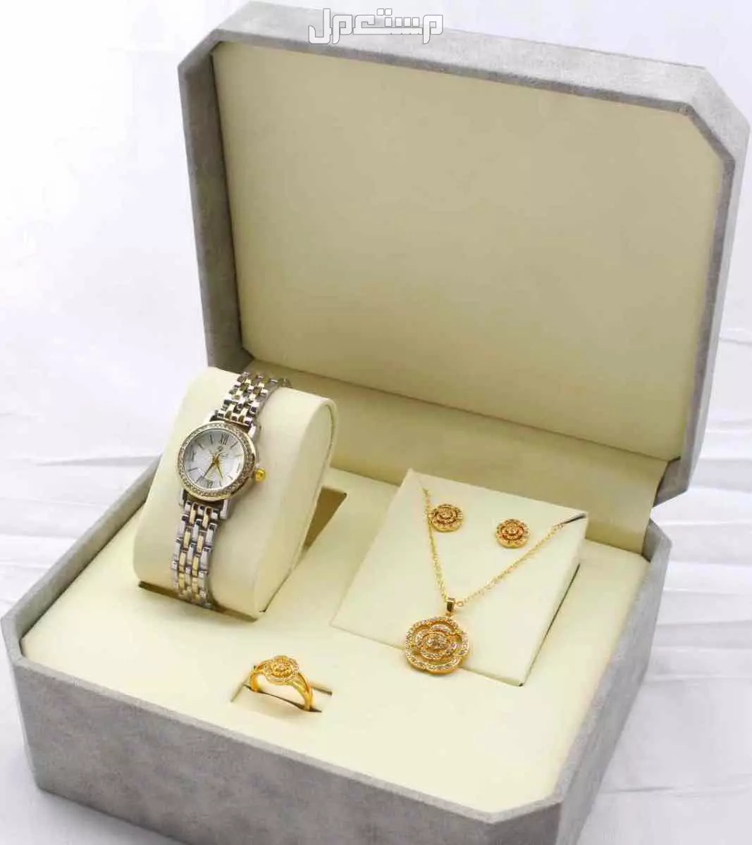 اطقم ساعات ستيل نسائي مع اكسسوار زركون