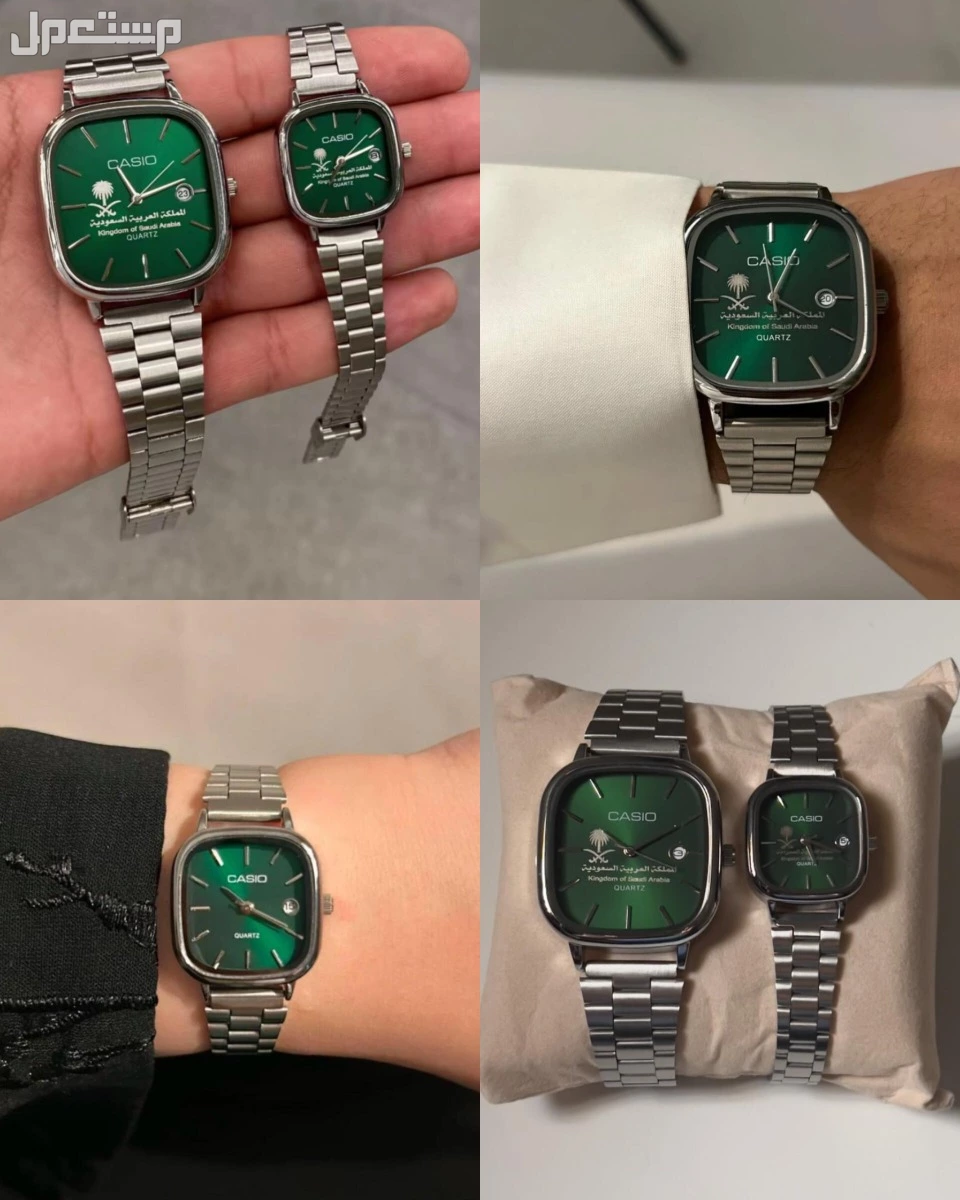 ساعات كاسيو طقم رجالي ونسائي يمكنك اضافه عباره او تاريخ وشعار