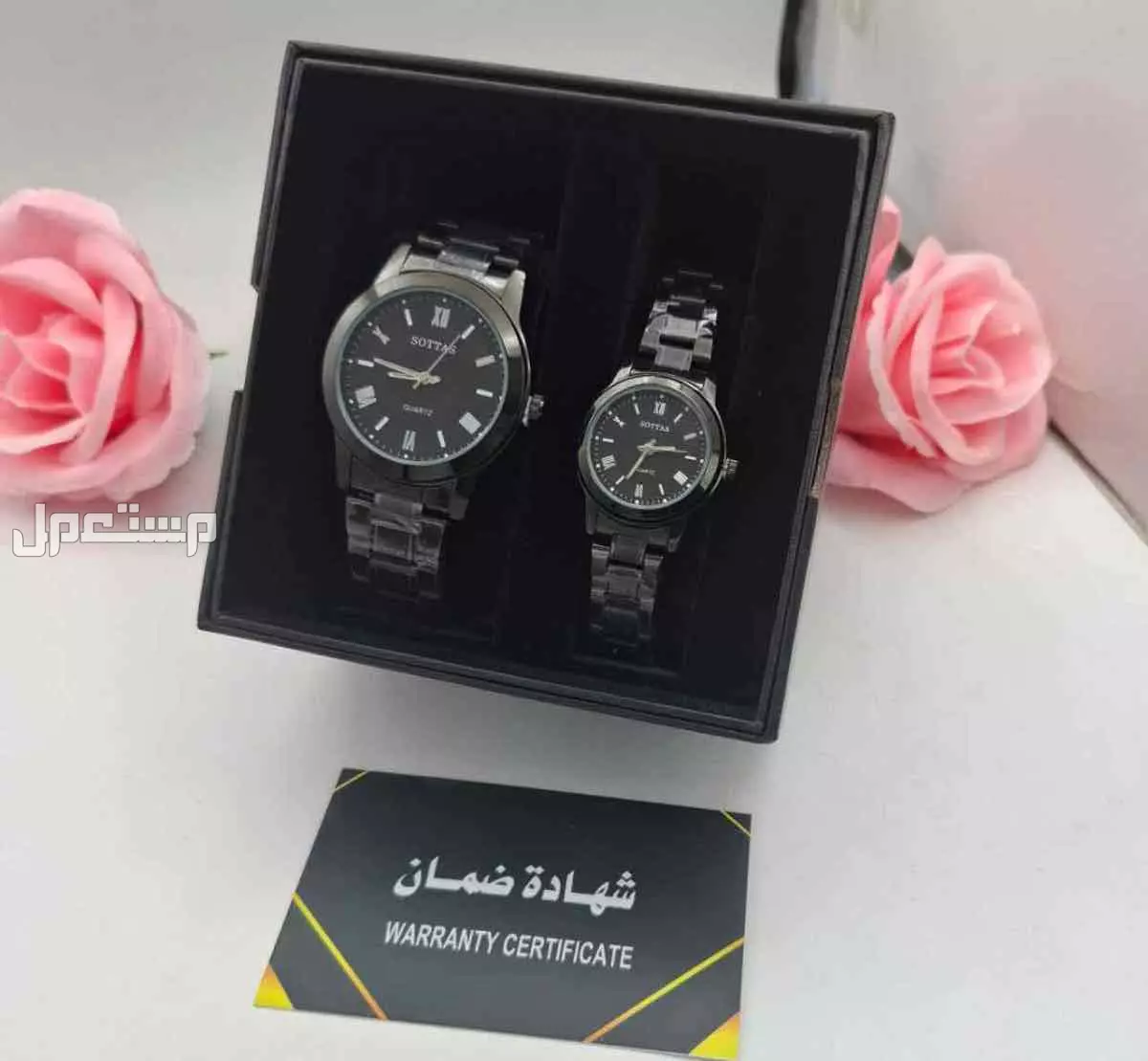 عرض طقم ساعه نسائي ورجالي ستيل مع بكس فخم