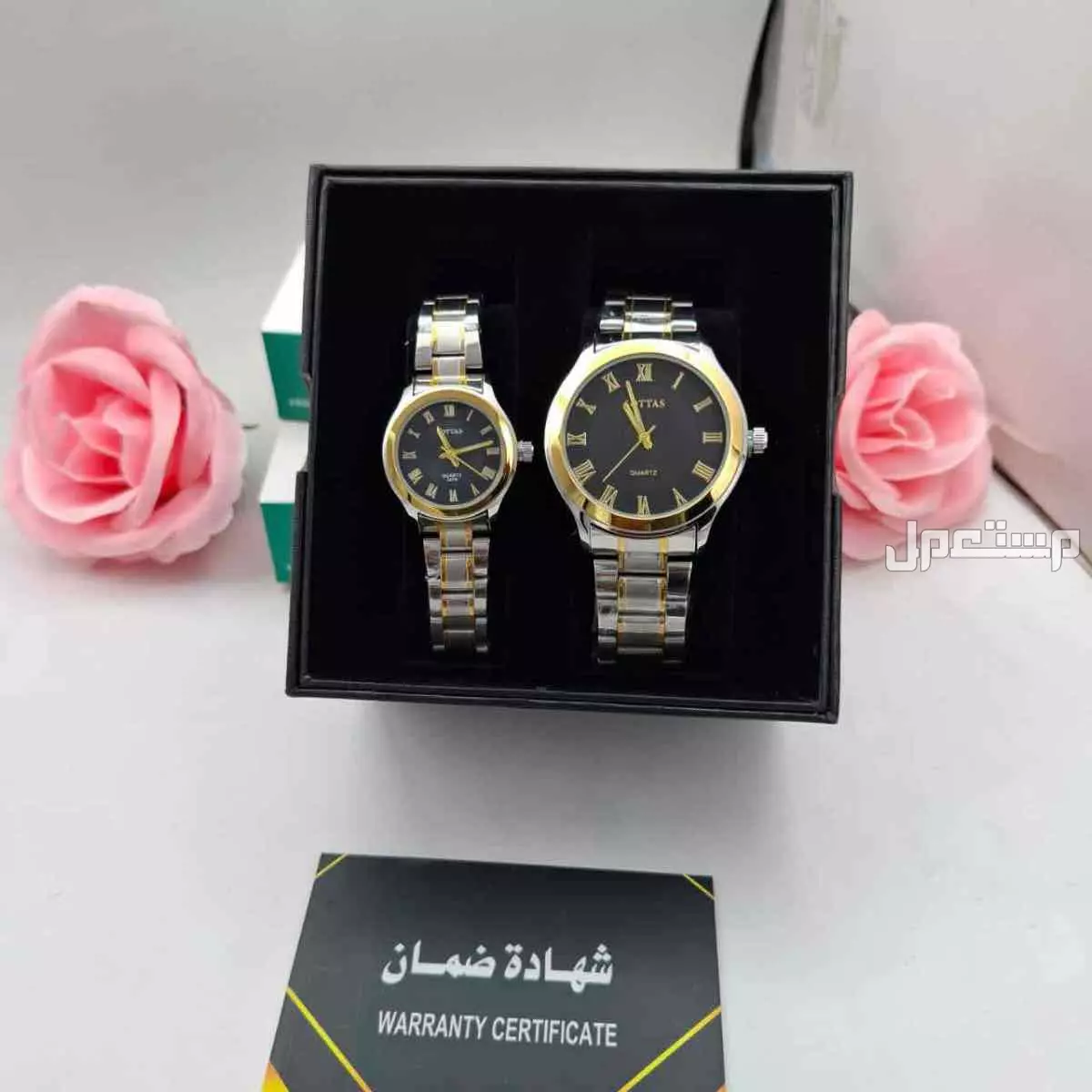 عرض طقم ساعه نسائي ورجالي ستيل مع بكس فخم