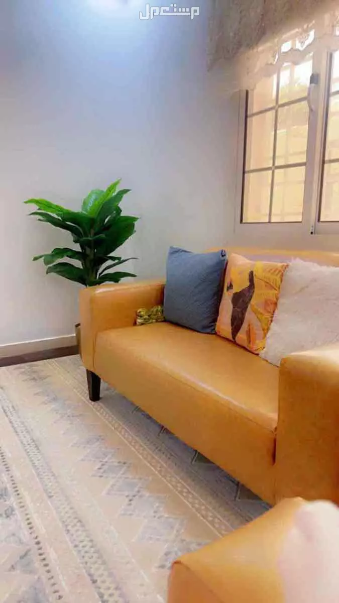 طقم كنب جلد للبيع + شاشه تلفزيون