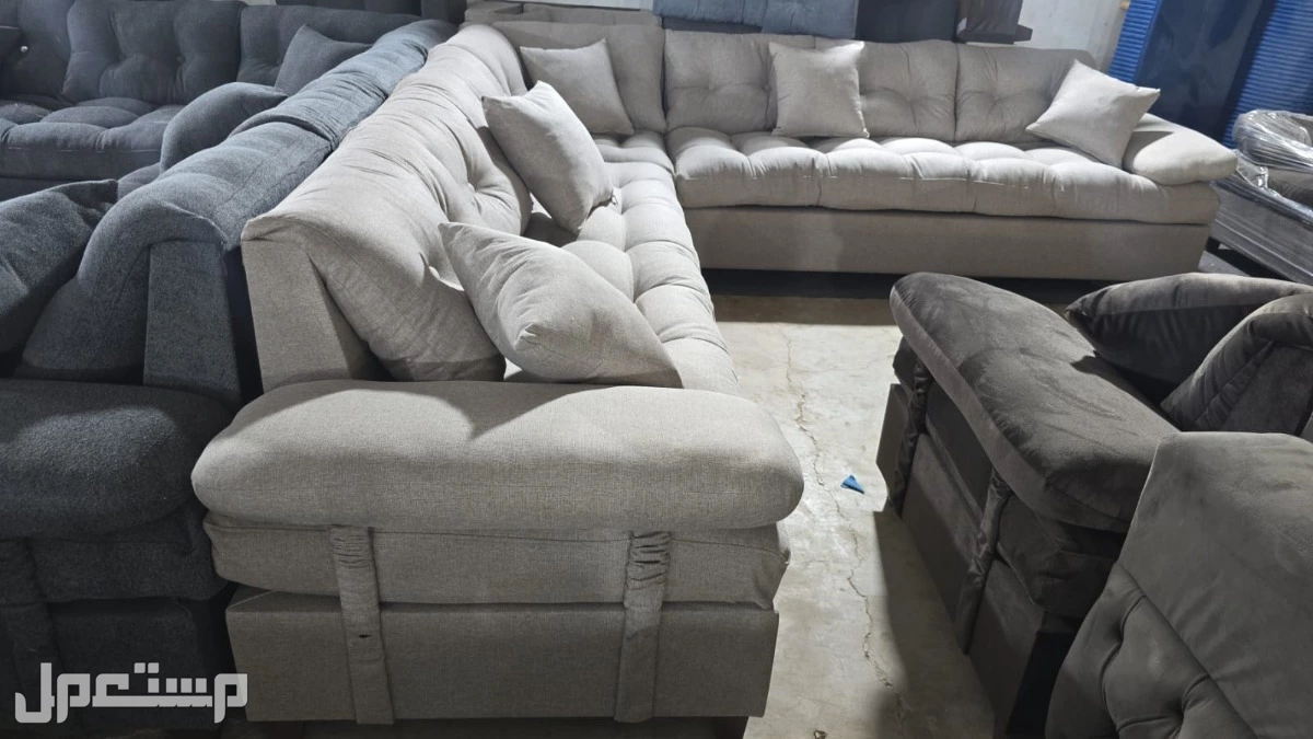 كنب جديد جاهز جميع الالوان بالرياض اطقم حرف ال و7اشخاص مع التوصيل بالرياض