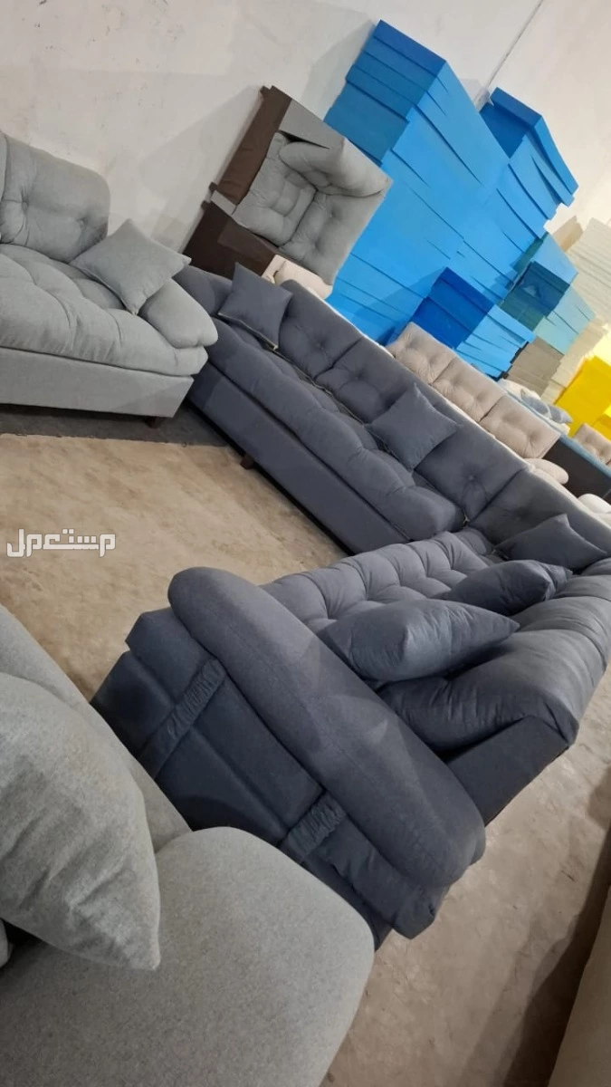 كنب جديد جاهز جميع الالوان بالرياض اطقم حرف ال و7اشخاص مع التوصيل بالرياض