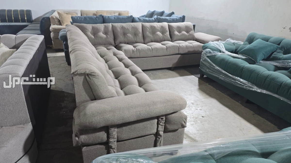 كنب جديد جاهز جميع الالوان بالرياض اطقم حرف ال و7اشخاص مع التوصيل بالرياض